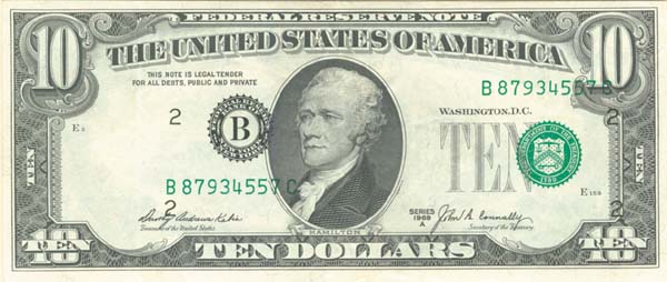 Paper Money Error - $10 Misaligned 3rd Printing